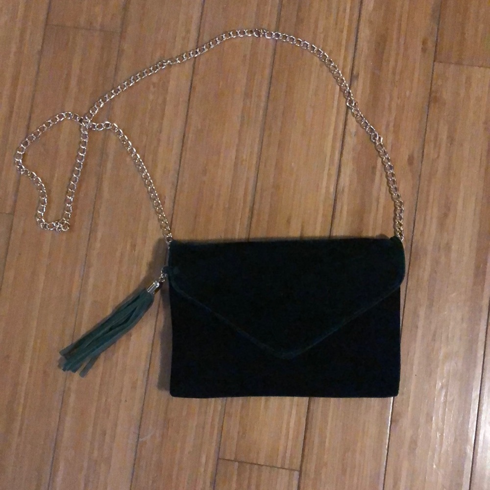 Velvet dark green purse